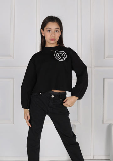 Spilla a Fiore in Taffetà con Strass