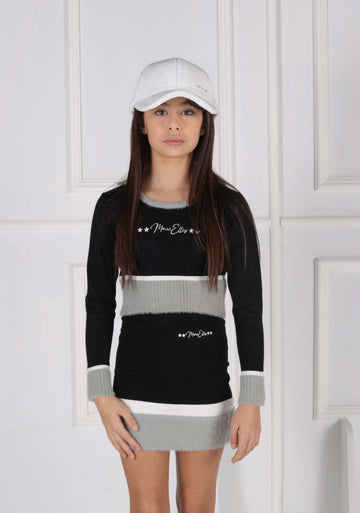 Maglioncino in Lana con Fondo, Polsi e Collo Lavorazione a Coste Effetto Pelo - JMJSW01907