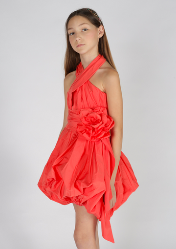 Vestito Halter in TaffettĂ con Gonna a Palloncino - Fun&Fun Couture