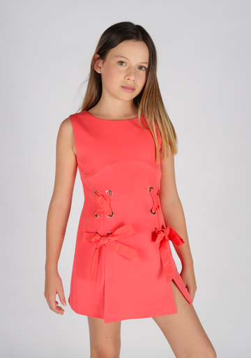 Vestito in Tessuto Tecnico con Dettaglio Occhielli e Nastro - Fun&Fun Couture