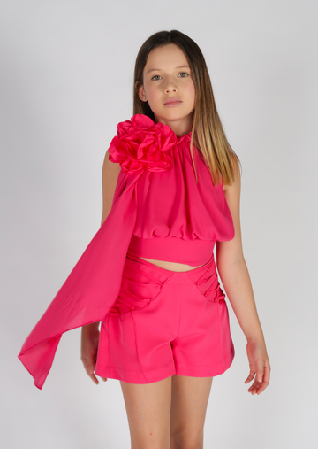 Camicia in Georgette con Fiocco Regolabile e Dettaglio Arricciato - Fun&Fun Couture