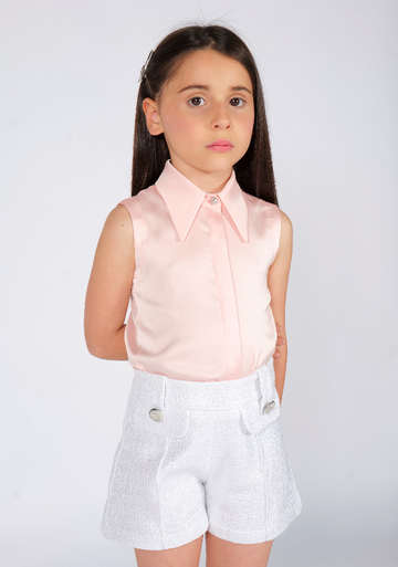 Camicia senza maniche con colletto e revers