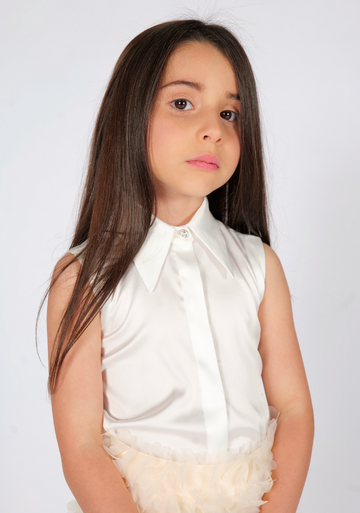 Camicia senza maniche con colletto e revers