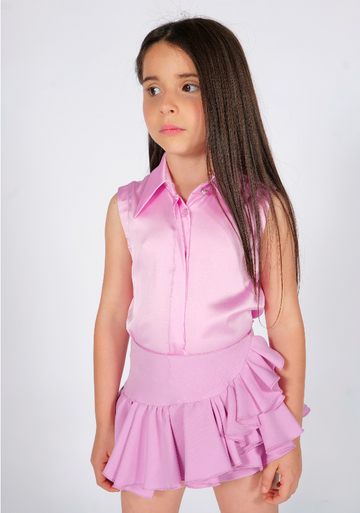 Camicia senza maniche con colletto e revers