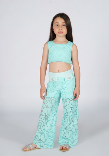 Pantalone Ampio in Pizzo e Tessuto Tecnico - Fun&Fun Couture