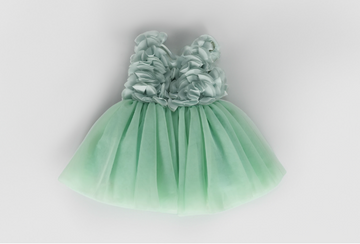 Vestito in Tulle con Fiori a Rilievo