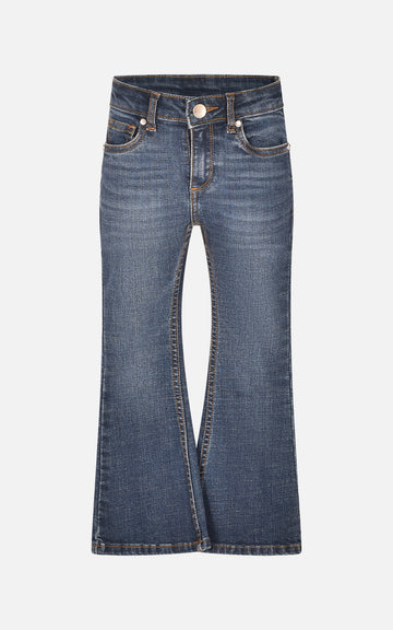 Pantaloni a Campana in Denim con Vita Regolabile