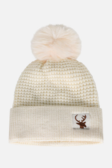 Cappello Invernale con Ricamo Renna e Pon-Pon