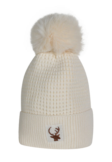 Cappello Invernale con Ricamo Renna e Pon-Pon